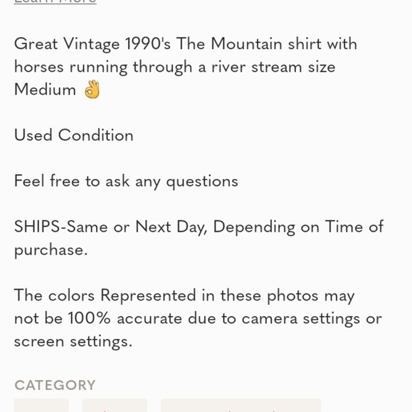 Vintage Rare* Running Horses The Mountian Shirt Sz Medium - Picture 7 of 7